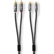 Nedis-Stereo-Audiokabel-2x-RCA-Male-2x-RCA-Female-Gun-Metal-Grey-Gevlochten-kabel