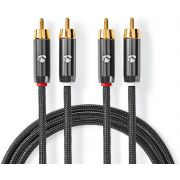 Nedis-Stereo-Audiokabel-2x-RCA-Male-2x-RCA-Male-Gun-Metal-Grey-Gevlochten-kabel