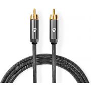 Nedis Subwooferkabel | RCA Male - RCA Male | Gun Metal Grey | Gevlochten kabel
