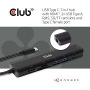 CLUB3D-USB-TYPE-C-7-IN-1-HUB-TO-HDMI-4K60HZ-SDTF-CARD-SLOT-2XUSBA-USB-C-PD-RJ45-Docking-USB-3-0-