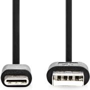 Nedis USB-Kabel | USB 2.0 | USB-A Male | USB-C© Male | 15 W | 480 Mbps | Vernikkeld | 1.00 m | Rond | PV