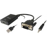 Equip 119038 video kabel adapter 0,2 m VGA (D-Sub) + 3.5mm DVI-D + USB Zwart