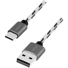 LogiLink CU0201 USB-kabel USB 2.0 USB C USB A Zwart, Wit