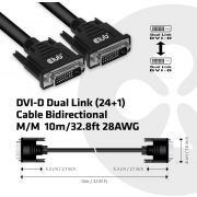 CLUB3D-DVI-D-DUAL-LINK-24-1-CABLE-BI-DIRECTIONAL-M-M-10m-32-8-ft-28AWG-Zwart