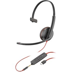 HP Poly Blackwire C3215 Headset Bedraad Hoofdband Kantoor/callcenter USB Type-C Zwart