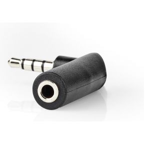 Nedis Stereo-Audioadapter | 3,5 mm Male - 3,5 mm Female | 90° Gehoekt | 4-Polig | 10 St | Zwart