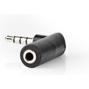 Nedis-Stereo-Audioadapter-3-5-mm-Male-3-5-mm-Female-90-deg-Gehoekt-4-Polig-Zwart