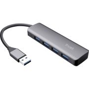 Trust Halyx Aluminium 4-Port USB 3.2 Hub USB-A 3.1 Gen 1 4x USB-A 3.2 Gen 1 Grijs
