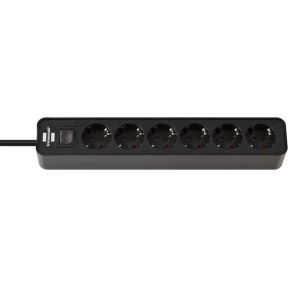 Brennenstuhl 1153260000 power uitbreiding 1,5 m 6 AC-uitgang(en) Binnen Zwart