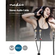Nedis-Stereo-Audio-Adapter-Cable-3-5-mm-Male-2x-RCA-Female-0-2-m-Gun-Metal-Grey-Gevlochten
