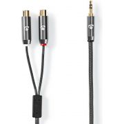 Nedis-Stereo-Audio-Adapter-Cable-3-5-mm-Male-2x-RCA-Female-0-2-m-Gun-Metal-Grey-Gevlochten