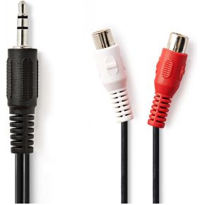 Stereo-Audiokabel | 3,5 mm Male | 2x RCA Female | Vernikkeld | 0.20 m | Rond | Zwart