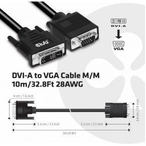 CLUB3D DVI-A TO VGA CABLE M/M 3m/ 9.8ft 28 zwart