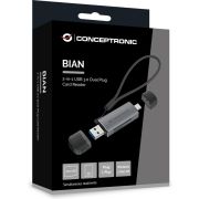 Conceptronic-BIAN05G-geheugenkaartlezer-USB-3-2-Gen-1-3-1-Gen-1-Type-A-Type-C-Grijs