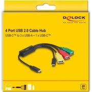 DeLOCK-64203-tussenstuk-voor-kabels-USB-Type-C-3-x-USB-A-female-1-x-USB-C-Meerkleurig