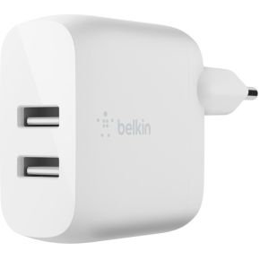 Belkin Dual USB-A Charger. 24W incl. USB-C Cable 1m. white