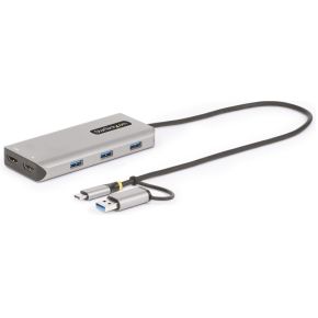 StarTech.com USB-C Multiport Adapter met Ingebouwde USB-C naar USB-A Dongle, Dual HDMI (4K30Hz/1080p