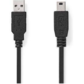 Nedis CCGL60300BK30 USB-kabel 3 m USB 2.0 USB A Mini-USB B Zwart