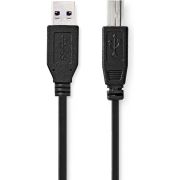 Nedis USB-Kabel | USB 3.2 Gen 1 | USB-A Male | USB-B Male | 5 Gbps | Vernikkeld | 2.00 m | Rond | PVC | Zw