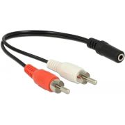 Delock 85806 audiokabel 2 x RCA male naar 1 x 3,5 mm 3-pins stereo jack 20cm