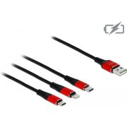 Delock 85892 USB-kabel 1 m 2.0 USB A USB C/Micro-USB B/Lightning Zwart, Rood