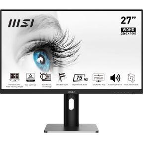 MSI Pro MP273QPDE computer 68,6 cm (27") 2560 x 1440 Pixels Wide Quad HD LED Zwart, Zilver monitor