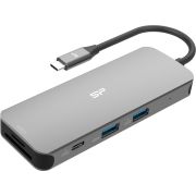 Silicon-Power-SR30-Docking-USB-3-2-Gen-1-3-1-Gen-1-Type-C-Grijs-Metallic