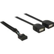 DeLOCK 83823 USB-kabel 0,4 m USB 2.0 2 x USB A Zwart
