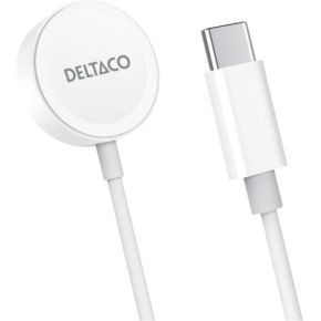 Deltaco AWC-101 oplader voor mobiele apparatuur Smartwatch Wit USB Draadloos opladen Binnen