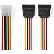 Nedis Interne Voedingskabel Molex Male 2x SATA 15-Pins Female Verguld 0.15 m Rond PVC