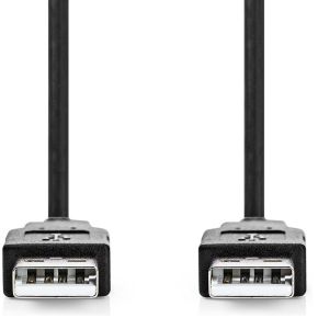 Nedis USB-Kabel | USB 2.0 | USB-A Male | USB-A Male | 480 Mbps | Vernikkeld | 2.00 m | Rond | PVC | Zwart