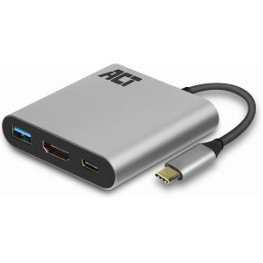 ACT USB-C naar HDMI female multiport adapter met PD Pass-Through 60W, 4K, USB-A