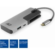 ACT-USB-C-Hub-met-3x-USB-A-Kaartlezer-USB-C-PD-Pass-Through-60W
