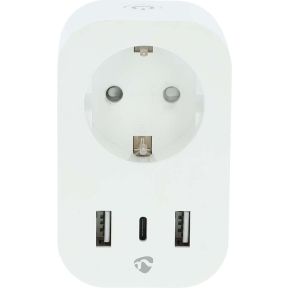 Nedis SmartLife Slimme Stekker | Wi-Fi | Energiemeter | 3680 W | Type F (CEE 7/7) / 1x USB-C / 2x USB | 0