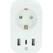 Nedis SmartLife Slimme Stekker | Wi-Fi | Energiemeter | 3680 W | Type F (CEE 7/7) / 1x USB-C / 2x USB | 0