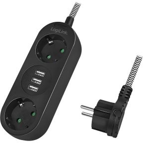 LogiLink LPS262U power uitbreiding 1,5 m 2 AC-uitgang(en) Binnen Zwart