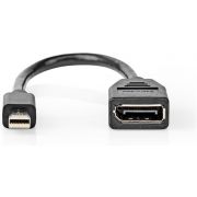 Nedis Mini-DisplayPort - DisplayPort-Kabel | Mini-DisplayPort Male - DisplayPort Female | 0,2 m | Zwart