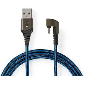 Nedis USB 2.0-kabel | A Male naar Type-C Male | 180°-aansluiting voor gaming | 1,0 m | rond | gevlocht