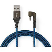 Nedis USB 2.0-kabel | A Male naar Type-C Male | 180°-aansluiting voor gaming | 2,0 m | rond | gevlocht