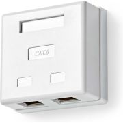 Nedis Netwerk Wanddoos | Opbouw | 2 poort(en) | STP CAT6 | Recht | Female | Goud Verguld | PVC | Wit | Doo