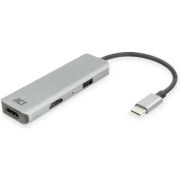 ACT USB-C 4K multiport adapter voor 2 HDMI schermen. USB-A datapoort