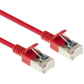 ACT Rode 3 meter LSZH U/FTP CAT6A datacenter slimline patchkabel snagless met RJ45 connectoren