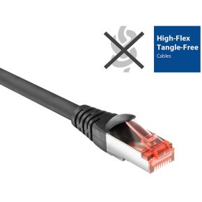 ACT Zwarte 20 meter PVC U/FTP CAT6A high flexibility tangle-free patchkabel snagless met RJ45 connec