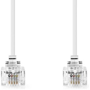 Nedis Telecomkabel | RJ11 Male | RJ11 Male | 5.00 m | Kabel design: Plat | Connectorplating: Vernikkeld |
