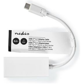 Nedis USB-C©-adapterkabel | Type-C© Male - RJ45 Female | 1 Gbit | 0,2 m | Wit