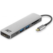 ACT-USB-C-naar-HDMI-female-multiport-adapter-4K-2x-USB-A-cardreader-PD-pass-through