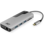 ACT-USB-C-naar-HDMI-of-VGA-female-multiport-adapter-ethernet-3x-USB-A-cardreader-audio-PD-pass