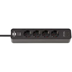 Ecolor 4-voudige stekkerdoos met USB-oplaadaansluiting (stopcontact met 2x USB C, schakelaar en 1,5