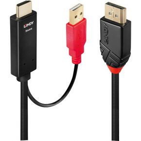 Lindy 41424 kabeladapter/verloopstukje DisplayPort HDMI-A + USB-A Zwart