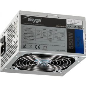 Akyga AK-B1-550 power supply unit 550 W 20+4 pin ATX ATX Grijs PSU / PC voeding